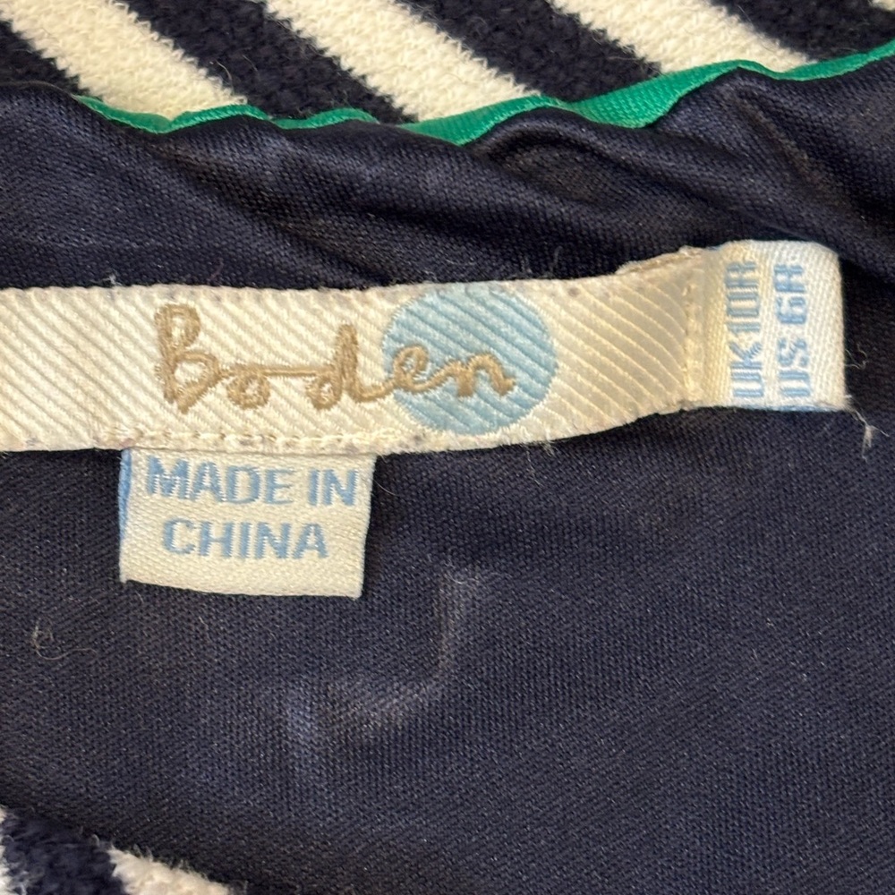 Boden Navy and White Striped Sleeveless Mock-Neck Dress - Picture 7 of 10